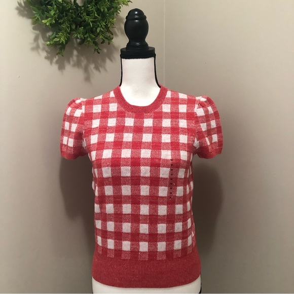 HP..🥳 POLO Ralph Lauren Linen Blend Gingham Knit Top - Picture 6 of 11